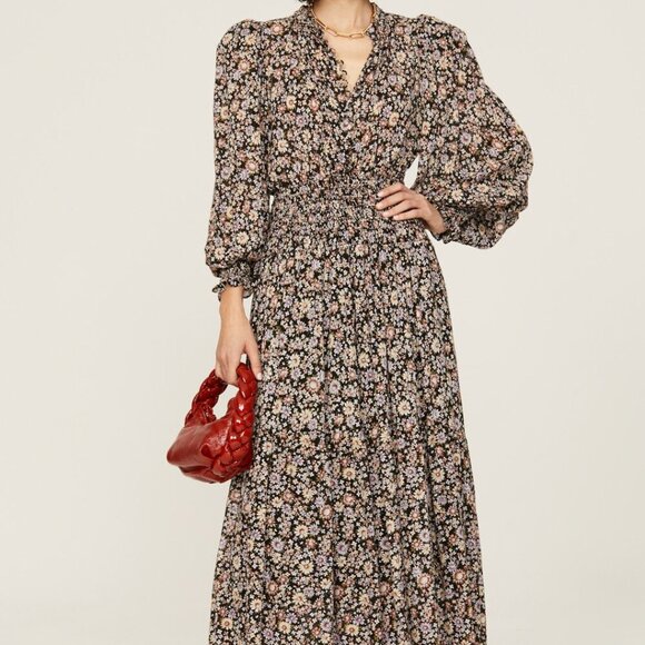 Sea New York Brown and Cream Mock Neck Bishop Sleeve Sundress - Picture 7 of 9